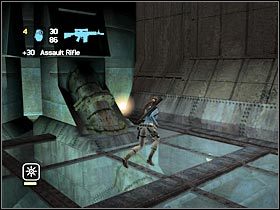 Po przedostaniu się na górę ustaw się tak (najlepiej niedaleko ciała naukowca) żeby móc zniszczyć wybuchową beczkę - Etap 5 Kazakhstan - Project Carbonek (2) | Sekrety | Tomb Raider Legenda - Tomb Raider: Legenda - poradnik do gry