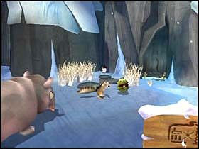 I kolejna porcja przydatnej wiedzy - możesz niszczyć niektóre obiekty, przy pomocy Ataku, tym samym uzyskasz dostęp do przedmiotów w nich ukrytych - WATERPARK 02 | Epoka Lodowcowa 2 Odwilż - Epoka Lodowcowa 2: Odwilż - poradnik do gry