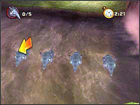 Tutaj czeka na Ciebie kolejne wyzwanie - musisz pięć razy powtórzyć sekwencję ruchów małych tapirów - MUD BOG 03 - Epoka Lodowcowa 2: Odwilż - poradnik do gry