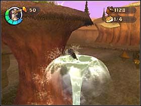 Natomiast czwarty orzech znajduje się na platformie, do której dostać się można jedynie przy użyciu gejzeru - MUD BOG 05 - Epoka Lodowcowa 2: Odwilż - poradnik do gry