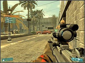 Docelowo powinieneś dotrzeć na drugi koniec tej głównej ulicy (#1) - [Misja 02] Coup detat - cz.1 | Tom Clancys Ghost Recon Advanced Warfighter - Tom Clancys Ghost Recon: Advanced Warfighter - poradnik do gry