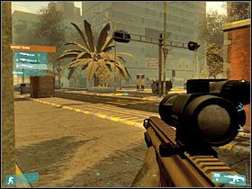 W oddali powinieneś zauważyć pierwszą maszynę (#1), a także stojących przy niej terrorystów - [Misja 03] VIP 2 is down - cz.4 | Tom Clancys Ghost Recon Advanced Warfighter - Tom Clancys Ghost Recon: Advanced Warfighter - poradnik do gry