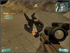 Pierwsi przeciwnicy nadbiegną z lewej strony (#1), co może Cię nieco zaskoczyć - [Misja 03] VIP 2 is down - cz.6 | Tom Clancys Ghost Recon Advanced Warfighter - Tom Clancys Ghost Recon: Advanced Warfighter - poradnik do gry