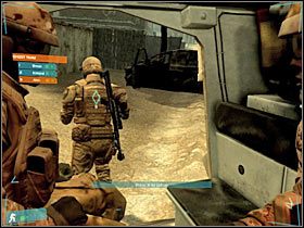 W pierwszej kolejności radziłbym podbiec do znajdującego się na wprost od Twojej aktualnej pozycji pojazdu (#1) - [Misja 07] Quarterback - cz.1 | Tom Clancys Ghost Recon Advanced Warfighter - Tom Clancys Ghost Recon: Advanced Warfighter - poradnik do gry