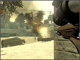 Osobiście proponowałbym skierować się w stronę znajdujących się po prawej stronie budynków (#1) - [Misja 07] Quarterback - cz.1 | Tom Clancys Ghost Recon Advanced Warfighter - Tom Clancys Ghost Recon: Advanced Warfighter - poradnik do gry