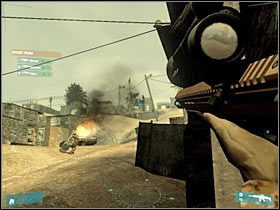 Po dotarciu do miejsca, w którym zatrzymał się pojazd opancerzony radziłbym zatrzymać się (#1) i zaczekać na resztę drużyny - [Misja 07] Quarterback - cz.2 | Tom Clancys Ghost Recon Advanced Warfighter - Tom Clancys Ghost Recon: Advanced Warfighter - poradnik do gry