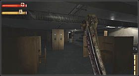 Znajdziesz się w dużym pomieszczeniu z wieloma długimi regałami (i przeciwnikiem chowającym się pomiędzy nimi) - Metro City Library (2) | CHAPTER VII | Condemned Criminal Origins - Condemned: Criminal Origins - poradnik do gry