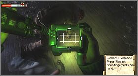 Będąc tam, użyj narzędzia detektywistycznego, za pomocą którego sfotografuj ślady na palcach dłoni ofiary - Apple Seed Orchard (2) | CHAPTER IX | Condemned Criminal Origins - Condemned: Criminal Origins - poradnik do gry