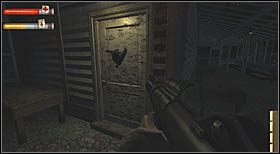 W środku dotrzesz do drzwi z namalowanymi oczami i z przybitym ptakiem [#9] - Processing Center (3) | CHAPTER X | Condemned Criminal Origins - Condemned: Criminal Origins - poradnik do gry