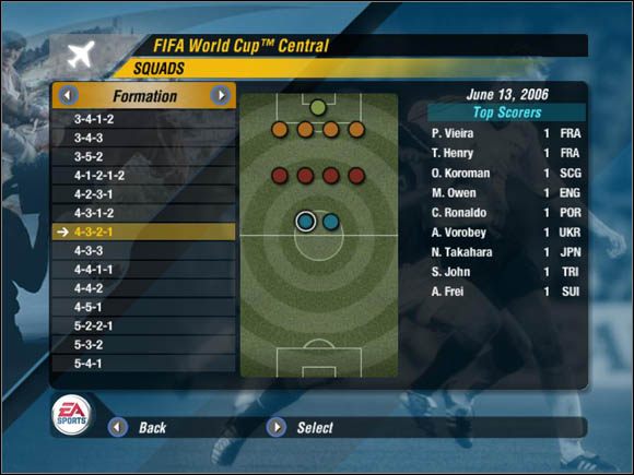 Formację można zmieniać również w trakcie rozgrywania meczu - Formacja | Tryb mistrzostw | Mistrzostwa Świata FIFA 2006 - Mistrzostwa Świata FIFA 2006 - poradnik do gry