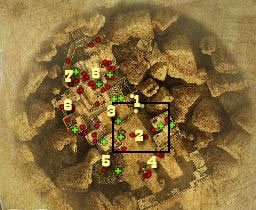 Oznaczenia na mapie: 1 - miejsce startu - [Misja 2.2] Eagles Nest - Sanchez Sees Red cz.1 | Desperados 2 - Desperados 2: Coopers Revenge - poradnik do gry