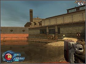 Zejdź na dół i ruszaj w kierunku budynku (#54), z którego przed chwilą wybiegli żołnierze wroga - Docks - Trainyard | Solucja SiN Episodes Emergence - SiN Episodes: Emergence - poradnik do gry