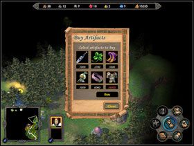 Na niektóre artefakty ze sklepu stać bohatera, na inne nie. - Misja 4 - Kampania 1 - Heroes of Might & Magic V - poradnik do gry