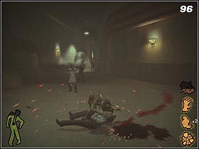 Po dotarciu do trzech terminali z napisami OK (#97), uruchom je po kolei w taki sposób, aby na ekranach pojawił się czerwony wykrzyknik - When the Zombie Breaks (1) | Solucja Stubbs the Zombie in Rebel Without a Pulse - Stubbs the Zombie in Rebel Without a Pulse - poradnik do gry