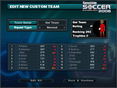Pierwszy etap tworzenia drużyny to wybór jej nazwy, rodzaju składu i ustalenie nazwisk zawodników. - Tworzenie drużyny | Edytor w Sensible Soccer 2006 - Sensible Soccer 2006 - poradnik do gry