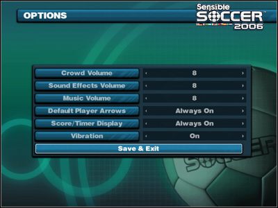Opcje gry w menu. - W Menu | Opcje gry w Sensible Soccer 2006 - Sensible Soccer 2006 - poradnik do gry