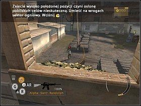 Skieruj się na rozległy plac, na którym przeciwnicy ukryli się za wrakami samochodów - Misja 1 - Rozkaz wymarszu - Full Spectrum Warrior: Ten Hammers - poradnik do gry