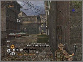 Wyślij jedną z drużyn w lewo i ustaw ją przy narożniku budynku - Misja 2 - Na ratunek - Full Spectrum Warrior: Ten Hammers - poradnik do gry