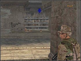 Od razu wycofaj swój oddział, wróć na ulicę i wyrusz w stronę placu z kamiennymi blokami, gdzie niedawno stawiałeś drugim teamem zasłonę dymną - Misja 2 - Na ratunek - Full Spectrum Warrior: Ten Hammers - poradnik do gry