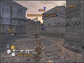 W międzyczasie skieruj drugi team w stronę kamieni, znajdujących się po lewej stronie budynku [1] - Misja 10 - Złamani ludzie - Full Spectrum Warrior: Ten Hammers - poradnik do gry