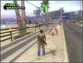 Combo rozpoczyna się na kablu łączącym 2 domki - Santa Cruz | Classic mode | Tony Hawks American Wasteland - Tony Hawks American Wasteland - poradnik do gry