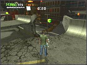 Combo rozpoczyna się obok dziury w dachu rozwalonego parkingu - Ruins | Classic mode | Tony Hawks American Wasteland - Tony Hawks American Wasteland - poradnik do gry
