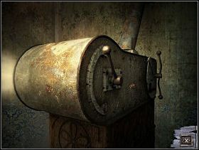 Teraz dokładnie przyjrzyj się kotłowi i zabierz szmatę, zawieszoną poniżej i trochę na lewo od wskaźnika temperatury (łatwo ją przeoczyć) - PAŁAC KSIĄŻĘCY W MADARGANIE cz.2 | Paradise - Paradise - poradnik do gry