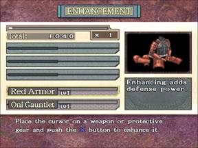 Ekran doskonalenia broni i pancerza. Zdobyte dusze zamieniamy tu na wymierne korzyści. - 8 maja 2004 roku - Paryż | Onimusha 3 Demon Siege - Onimusha 3: Demon Siege - poradnik do gry