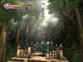 Po dojściu do polanki, z której rozchodzą się ścieżki w trzech kierunkach, widzimy dziwaczną maszynę. - Południowy las pierwotny - Japonia cz.1 | Onimusha 3 Demon Siege - Onimusha 3: Demon Siege - poradnik do gry