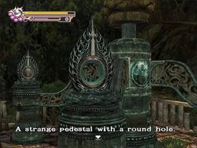 Puste miejsce wskazuje na konieczność umieszczenia w nim czegoś okrągłego. - Południowy las pierwotny - Japonia cz.2 | Onimusha 3 Demon Siege - Onimusha 3: Demon Siege - poradnik do gry