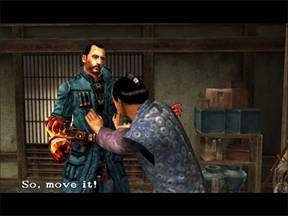 Gostek trochę się zirytował i wyatutował nas ze sklepu. Mamy odczucie, że kłamie i bardzo się boi! Kogo? - Sakai City, Senchu- Japonia cz.2 | Onimusha 3 Demon Siege - Onimusha 3: Demon Siege - poradnik do gry