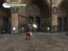 Wejście do katedry - na drzwiach żyjąca pajęczyna. - Podziemia Katedry Notre Dame - Paryż cz.1 | Onimusha 3 Demon Siege - Onimusha 3: Demon Siege - poradnik do gry