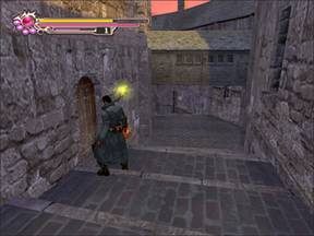 Wejście w widoczne drzwi skieruje nas za pośrednictwem małego Japończyka do rundki w Dark Realm. - Mont-Saint-Michel - Francja cz.3 | Onimusha 3 Demon Siege - Onimusha 3: Demon Siege - poradnik do gry