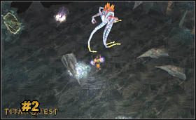 Jaskinia jest dość duża i składa się z dwu części: Wusao Caverns i The Obsidian Halls (widać różnicę w kolorach na załączonej poniżej mapie) - [Main Quest] Under Wusao Mountain | Solucja Titan Quest - Titan Quest - poradnik do gry