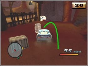 Udaj się rzecz jasna jej śladem robiąc mały przystanek w zatarasowanej belkami wnęce (25) - [Minigry] Pościg za Pocztówkami Gieni - Przełęcz Stabilizatorów | Auta - Auta - poradnik do gry