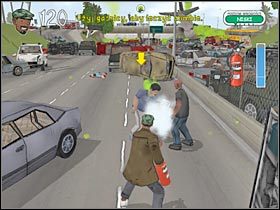 Po wykonaniu tej akcji zbliż się do mężczyzny stojącego przy powalonym aucie - Atak biologiczny (2) | Etap 1 | Bad Day LA - Bad Day L.A. - poradnik do gry