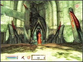 Zejdź po schodach na sam dół i wejdź do upiornego pomieszczenia, w którym czeka na ciebie Drothan - Oblivion: Mehrunes Razor (2) - The Elder Scrolls IV: Oblivion - poradnik do gry