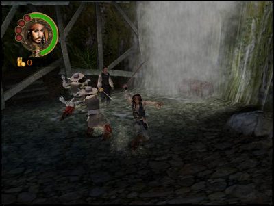 Zacznij od ograbienia skrzyni zaraz po prawej stronie od miejsca startu, następnie przekrocz most i pokonaj trzech żołnierzy pilnujących wejścia do fortu - Trouble with Treasure | Misje - Pirates of the Caribbean: The Legend of Jack Sparrow - poradnik do gry