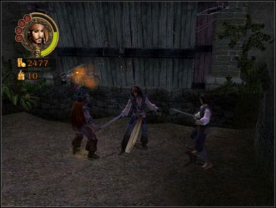 Tutaj po raz kolejny przydadzą się toporki do rzucania, z pomocą których przetniesz liny trzymające most zwodzony - Freeing Fort Charles | Misje - Pirates of the Caribbean: The Legend of Jack Sparrow - poradnik do gry