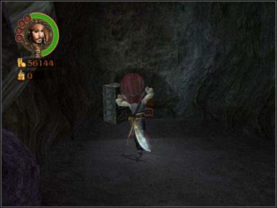 Po kolejnej serii walk dotrzesz do kolejnego działa, jednak tym razem ścianę, którą musisz wysadzić zasłania głaz - przepchnij go na bok nim rozpoczniesz ostrzał - The Damsel and the Dead | Misje - Pirates of the Caribbean: The Legend of Jack Sparrow - poradnik do gry