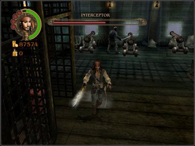 Kiedy uporasz się już z tym problemem biegnij dalej, a staniesz naprzeciw Koehlera - kolejnego bossa nie stanowiącego żadnego wyzwania - Prisoners of the Pearl | Misje - Pirates of the Caribbean: The Legend of Jack Sparrow - poradnik do gry