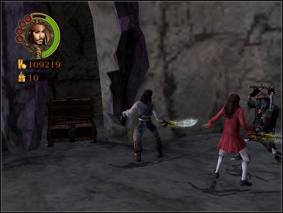 Następnie użyj armaty by otworzyć sobie drogę wzdłuż ścieżki i wywalcz sobie drogę do wejścia do jaskiń - Pirates Cursed and Even Worse | Misje - Pirates of the Caribbean: The Legend of Jack Sparrow - poradnik do gry