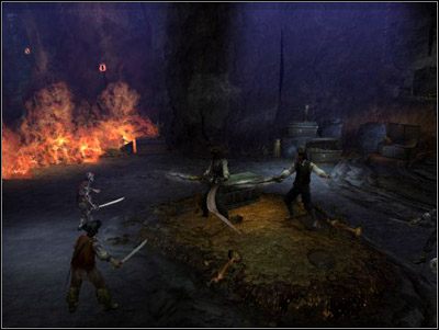 Po pokonaniu wszystkich piratów w pomieszczeniu podejdź do sarkofagu ze skarbem - Jack i Will zostaną przeklęci, co w praktyce oznacza, że otrzymają tylko połowę zadanych obrażeń - The Last Shot | Misje | Pirates of the Caribbean The Legend of Jack Sparrow - Pirates of the Caribbean: The Legend of Jack Sparrow - poradnik do gry