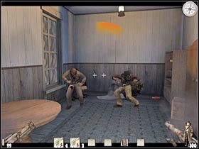 Podejdź do uratowanej kobiety (żona zabitego szeryfa), a załączy się kolejna scenka przerywnikowa (#1) - Część pierwsza (2) | Epizod III | Call of Juarez - Call of Juarez - poradnik do gry