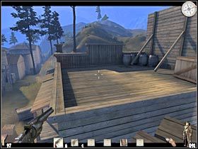 W celu zakończenia pierwszej części tego rozdziału będziesz musiał wskoczyć do niewielkiej wnęki (#1), dzięki czemu znajdziesz się w nowym budynku - Część pierwsza (3) | Epizod III | Call of Juarez - Call of Juarez - poradnik do gry