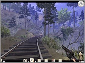 Gdy tylko usłyszysz głos jednego z bandytów, spróbuj ukryć się gdzieś po lewej stronie i przybliż sobie widok (#1) - Część pierwsza (1) | Epizod VI | Call of Juarez - Call of Juarez - poradnik do gry