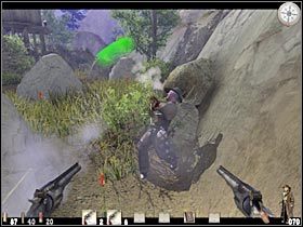 Teraz proponowałbym podejść nieco bliżej i zlikwidować gostka, który stoi na wieży (#1) - Część druga (1) | Epizod VI | Call of Juarez - Call of Juarez - poradnik do gry