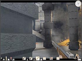 Teraz radziłbym szybko przebiec, tak aby znaleźć się pod platformą, która jest okupowana przez Juareza (#1) - Część pierwsza (2) | Epizod XIII | Call of Juarez - Call of Juarez - poradnik do gry