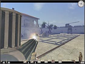 Po kilkudziesięciu sekundach będziesz niestety musiał opuścić działko (#1), gdyż zostanie ono zniszczone - Część pierwsza (1) | Epizod XIV | Call of Juarez - Call of Juarez - poradnik do gry