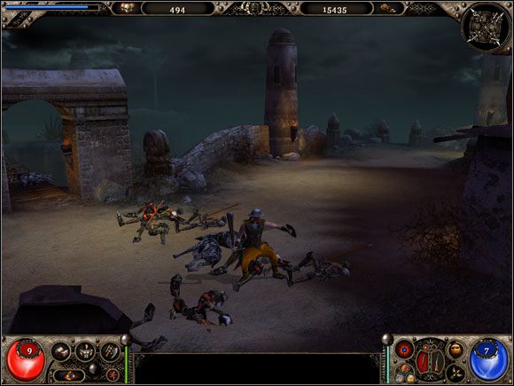 Przy wyjściu znajduje się jaskinia (1) prowadząca do Piaskowego Miasta, jednak nim przez nią przejdziemy, będziemy musieli odnaleźć tajemnicze kręgi - Piaskowe Miasto | Lokacje Frater - Frater - poradnik do gry